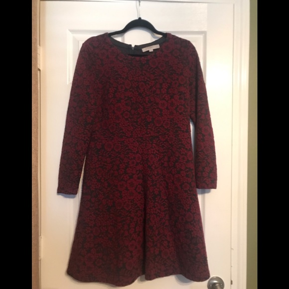 LOFT Dresses & Skirts - Ann Taylor Loft red & black midi dress 12 Petite